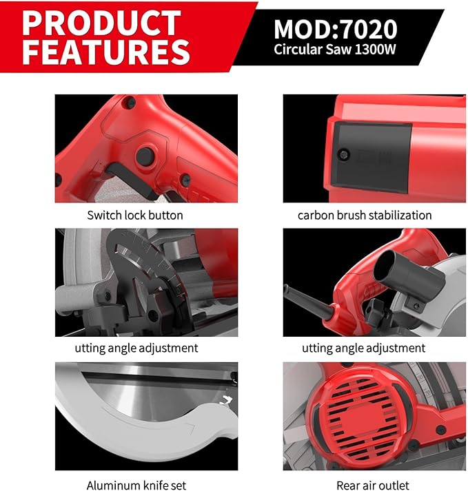 VBLIOT-11 Amp Circular Saws 7-1/4 5500rpm Woodworkers Ensure a Smooth Cutting Experience Explore the Circular Saws for Crafting and Home Improvement for DIY stone cutting saw Tile Saw (185mm)
