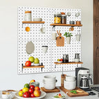 4 Pack Steel Peg Board,Universal 1/8 and 1/4 Pegboard Accessories,Ideal for Garage Tool Storage, Office Organization, Craft Room, Kitchen etc. (White, 4-12X12)