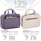 NISHEL Travel Toiletry Bag for women, Portable Hanging Organizer for Full-Sized Shampoo, Conditioner, Brushes Set, Makeup Accessories, Large Size, Purple