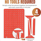 Torched Pegboard Display Stand for Jewelry, Craft Shows, Selling, Vendor Events, Tools, Peg Board Accessories Rack Organizer, Large 9.75" L x 4.3" W x 14" H, RED