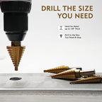 Step Drill Bit Set, 3 Pcs Titanium High Speed Steel Unibit Drill Bits, Stepped Up Bits for Sheet Metal, DIY Lovers with Aluminum Case, Total 28 Sizes for Multiple Hole