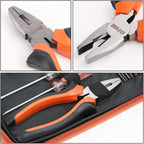 DNA MOTORING 16pcs Mechanic Home Repair Tool Set, Includes Pliers, Wrench, Hex Key, Screwdriver, Spirit Level,Tape Measurer, Mechanic repair set, w/Carrying Case, Orange/Black, TOOLS-00030