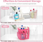 Mesh Shower Caddy Portable for College Dorm Room Essentials, Shower Tote Bag with Hanging Hook and Drawstring, Quick Dry Toiletry Bag with 6 Pockets for Bathroom, Swimming, Gym, Camping, Beach, Travel