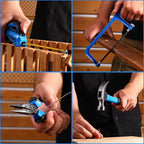 Tool Set: Tool Kit with 12V Cordless Drill, Hand Toolbox with storage case, Mechanic Tool set for Home Repairs, Blue