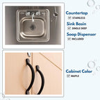Ozark River Portable Sinks, Advantage S1D, Maple Laminate Cabinet-Stainless Countertop, Hot Water Hand Washing Station with Countertop & Storage Space, Self Contained Sink, Portable Hand Washing Sink