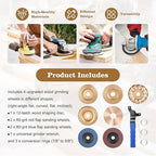 10PCS Wood Carving Disc Set for 4" & 4-1/2" Angle Grinder, Includes Grinding, Shaping & Sanding Discs with 5/8" Arbor for Woodworking & DIY Projects
