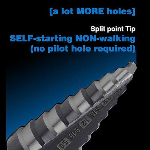 1/4 to 3/4 Inches M2 HSS Step Drill Bit,M2 High Speed Steel Unibit for Cutting Stainless Steel, Metal, Wood & Plastic (3/4")