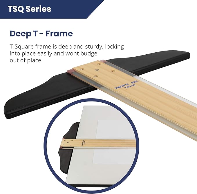 Pacific Arc 42 Inch T Square, Traditional Maple Blade with Acrylic Edge