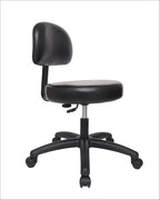 Chair Master Round Vinyl Chair/Stool-Black-for Garage, Counters, Shop, Kitchen, Computer Desks, Drafting Tables. Easy to Clean! (Glides, Low Table 16"-21")