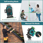 Takamine 16 Lines Green Laser Level Pro, 4x360° 4D Green Cross Line Professional for Construction, Two 360° Vertical and Two 360° Horizontal Laser Level Pulse Mode and Remote Controller