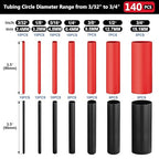 Chanzon 140 Pcs Heat Shrink Tubing Kit, 3:1 Red & Black Sleeving Heat Shrink Wrap Tubing with Length 3.5" (inch), Marine Grade Electrical Waterproof Polyolefin Heat-Shrink Tube
