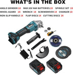 20V Cordless Angle Grinder, 4" and 4-1/2" Electric Angle Grinder Kit, 8500RPM Power Grinder Brushless Motor for Cutting/Sharpening/Removing Rust -JOVANT (2 Batteries)
