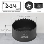 2-3/4 Inch Hole Saw with 3/8" Triangle Shank Quick Change Arbor, JTemgle Bi-Metal Hole Saw Heavy Duty Hole Cutting Tool for Cornhole Boards, Recessed Lights, Wood, Plastic, Drywall & Soft Metal