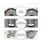 GSTK Upgrade Heavy Duty Carbide TCT Carbide Hole Saw Kit 10Pcs for Hard Metal, with 2*Extra Titanium Plated Pilot Center Drill and 2*L-Wrench