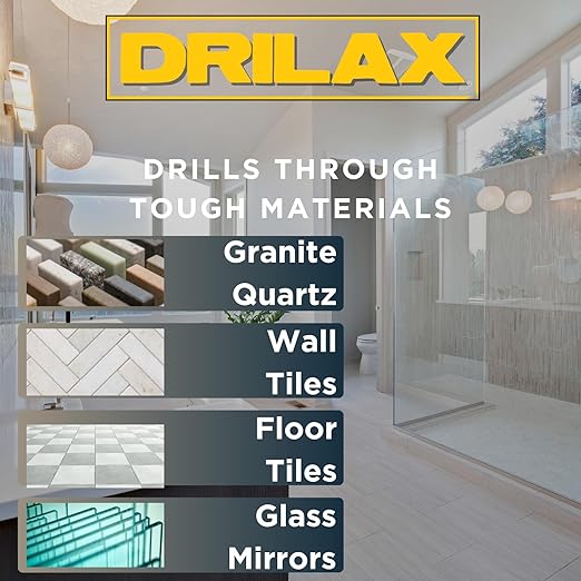 Drilax 1-3/8" Diamond Hole Saw | Removable Pilot Pin for Precision Locator & Wet Drilling | 3/8" Shank for Ceramic, Porcelain, Tile, Quartz, Granite, Marble | Perfect for Faucets, Soap Dispensers