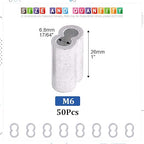 Glarks 50Pcs 1/4''(6mm) Aluminum Crimping Loop Sleeve Wire Rope Sleeves Double Barrel Ferrule for Wire Rope and Cable Line End (1/4''-50Pcs)