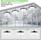 LED High Bay Light 200W, 12' UFO Commercial Lighting Fixture w/Isolated Power Supply, w/Plug for Garage Shop Warehouse Workshop, 5000k 28000lm Dimmable IP65 UL ETL Listed (1-Pack)