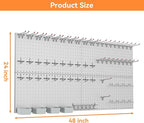 WALMANN Metal Pegboard Kit with Accessories for Wall Garage Tools Storage Pegboard System for Garage, Workbench, Modular Peg Board Tool Organizer Board with Hooks(Grey)