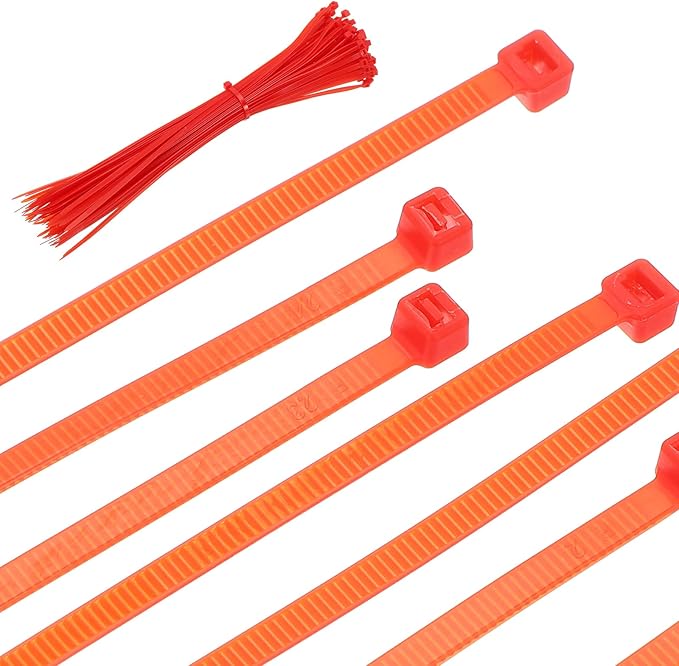 PATIKIL Cable Zip Ties 14 Inch, 100 Pcs Self-Locking Nylon Wire Tie Wraps Heavy Duty Cord Management with 50 lbs Tensile Strength for Indoor and Outdoor, Red (0.2" W)