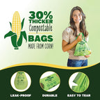 2.6-3 Gallon Compostable Trash Bags Drawstring 50 Bags Heavy Duty Extra Thick 1 Mil 11.36 Liter Small Kitchen Food Scrap Waste Compost Bag ASTM D6400, US BPI and OK Compost Home Certified