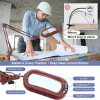 10X Rectangle Magnifying Glass with Light and Clamp, 5 Color Modes Stepless Dimmable, Lighted Magnifier with Stand Hands Free, Flexible Swing Arm LED Desk Lamp for Close Work, Craft, Reading - Red