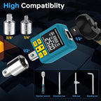 Upgrade Digital Torque Adapter, (±1% Accuracy, 12.5-250Ft-lb), 1/2" Digital Torque Wrench Adapter for Car, Versatile Meter - Smart Alert | Peak/Track | Preset | Store/Delete, for Automotive(340N.m)