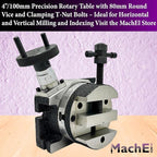 MachEl 4"/100mm Precision Rotary Table with 80mm Round Vice and Clamping T-Nut Bolts – Ideal for Horizontal and Vertical Milling and Indexing