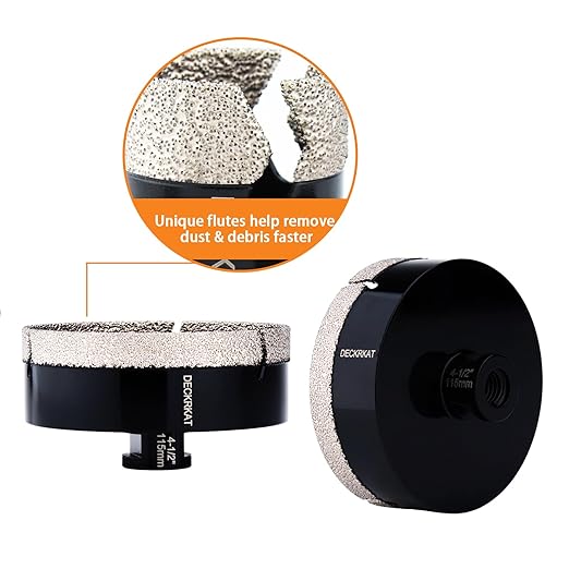 4-1/2" Diamond Hole Saw, 115mm Tile Hole Saw Drill Bit Diamond Tipped for Granite Marble Ceramic Glass Porcelain Quartz Tiles Stones Countertop, Core Drill Bits with 5/8-11 Thread for Angle Grinders
