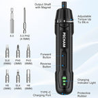 PECHAM 3.6V 2000mAh Cordless Screwdriver,Electric Screwdriver,350 RPM&5 Torque 5Nm,TYPE-C Charging, 8 Pcs Bits for Home Repairs,Portable Compact Design,Gifts for Men Him Dad Boyfriend