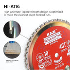 Circular Saw Blade Woodworking TA Series,10" 40-Tooth Arbor: 5/8",General Purpose Wood Cutting,Special Anti-Thermal Adhesion Coating on Cutting Head -TA,High Finish, Long Life,W10 40T TA