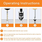 5 Pcs Countersink Drill Bit Set, Industrial Grade M2 High-Speed Steel, 82 Degree, 5 Flute with 1/4” Quick Change Hex Shank, 1/4" to 3/4" Size for Metal, Wood & Plastic - Includes Durable Case