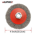 5 Pack 4 Inch Coarse Crimped Wire Wheel Brush for Angle Grinder with 5/8 Inch-11 Threaded Arbor - 0.014 Inch Carbon Steel Wire -Light Duty Conditioning for Metals