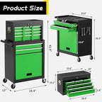 On Shine 8 Drawer Rolling Tool Chest, Large Capacity Rolling Tool Box with Wheels, Locking Mechanical Tool Chest, Portable Tool Box with Sliding Drawers,Metal Tool Box for Garage Workshop（Black Green）