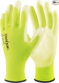 COOLJOB 60 Pairs Safety Work Gloves Pack Bulk with Grip PU Coating, 13 Gauge Seamless Knit Gloves with Polyurethane Dipped for Warehouse Working, Breathable Lightweight for Men Women, Yellow Large