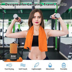 BOGI Microfiber Travel Sports Towel-Quick Dry Towel, Soft Lightweight Microfiber Camping Towel Absorbent Compact Travel Towel for Camping Gym Beach Yoga Swimming Backpacking (S:16''x32'',2Pcs-Orange)