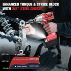 Cordless Impact Wrench 3/8" Compatible with Milwaukee 18V Battery, 600Ft-lbs (800N·m), Brushless Electric Impact Driver, 2400 RPM, LED Light – Compact, Light-Duty(No Battery)