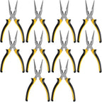 SINJEUN 10 Pack 8 Inch Needle Nose Pliers, Long Needle Nose Pliers with Wire Cutter, Insulated Handle Side Cutting for Cutting and Bending Wire