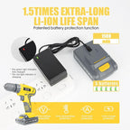 Jar-Owl 21V Cordless Drill Set, 0-1350RMP Variable Speed,350 in-lb Torque,10MM 3/8'' Keyless Chuck, 18+1 Clutch, 1.5Ah Li-Ion Battery & Charger for Home Tool Kit - Black & Yellow
