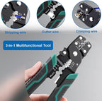 smseace 201pcs Crimping Tool with Fork Spade Connectors 12-Sizes(M3/M4/M5/M6) 22-10AWG Wire Fork Connectors U-Type Terminal Multifunction Wire Crimping Tool