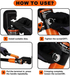 Sanuke Hydraulic Crimping Tool and Cable Cutter, 12 AWG to 2/0 AWG, 10 Tons Electrical Terminal Cable Crimper Tool Kit with 9 Die Sets and 64PCS Copper Wire Lugs