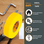 GTSE Yellow Electrical Tape, 10 Rolls – Waterproof, Industrial Grade Vinyl, 3/4 in x 66ft– Strong Self-Adhesive PVC Electric Tape for Wire Insulation, 7 Mil, 600V – UL/CSA Listed