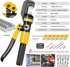 YUZES Hydraulic Crimping Tool and Cable Cutter, 12 AWG to 00 (2/0), 10 Tons Battery Cable Crimper Tool with 9 Crimping Dies, Crimping Tool for Cable Lug, Wire Terminal Lug