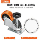 VEVOR Leveling Casters, Set of 4, 1800 lbs Total Load Capacity, 3 inches Diameter, Heavy Duty 360 Degree Swivel Caster Wheels, Adjustable Casters with Feet for Workbench, Machine, Equipment, Furniture