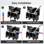 5Pcs JHY1 DIN Rail Terminal Blocks, 600V 63A, 16-10mm², Detachable & Assemblable Terminal Strip Blocks, 10Pcs 16-14 AWG Insulated Fork Spade Wire Connectors & 4.92 Inch DIN Rail Included