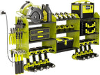 Power Tool Organizer with Charging Station Wall Mount, 3 Layer Expanded Heavy Duty Garage Organization, 45.5 Inch Length Garage Tool Storage, 8 Drills, 2 Assemble Method, Green