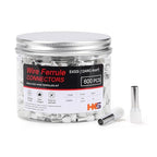 HKS 600PCS Wire Ferrule Connectors - AWG 12-4.0mm² Copper Barrel Pin Cord Ends Insulated Ferrules Terminals - E4009 White