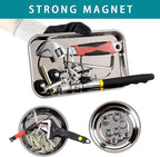 3 Pieces Magnetic Trays with 8LBs Telescoping Magnetic Pick-up Tool Set, 9.5" Rectangle, 2 Pieces 4" Stainless Steel Magnet Parts Tray for Screws, Sockets, Bolts, Mechanic's