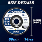 14 Pack of Flap Discs 4 1/2 for Angle Grinder Grit 60 Type 29 Zirconia Grinding Wheel for Wood Metal Sanding