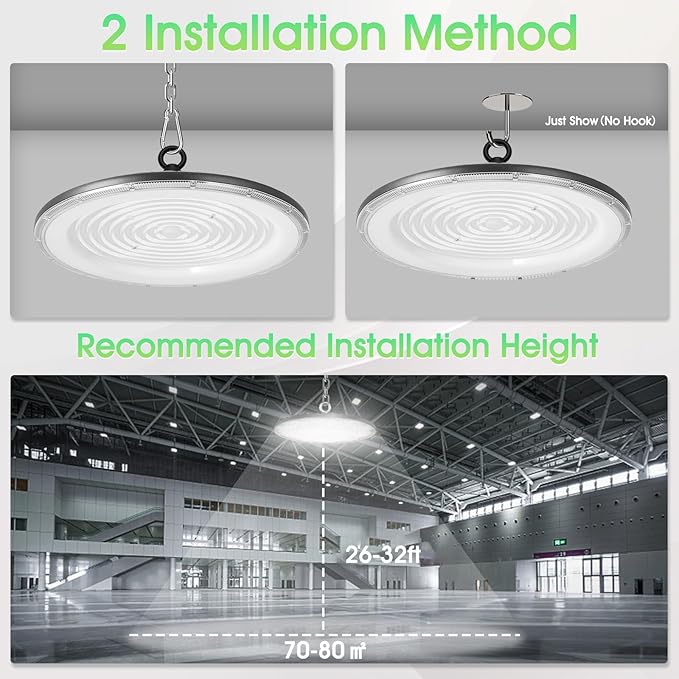 loyal LED High Bay Shop Lights: UFO Dimmable Commercial Lighting 6000K - for Warehouse Garage Workshop Gym,No Plug (500W, 6 Piece)