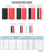 200PCS 1 3/4 1/2 3/8 1/4 3/16 1/8 inch 3:1 Heat Shrink Tubings Assortment Kit Adhesive Lined Marine Grade Shrink Wrap - Automotive Industrial Heat-Shrink Tubing Black Red
